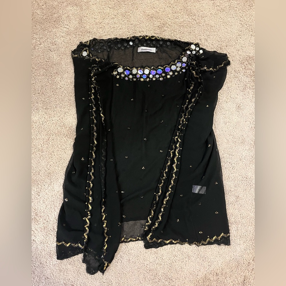 T Bags Los Angeles sequin beaded embellished top swim cover up tunic